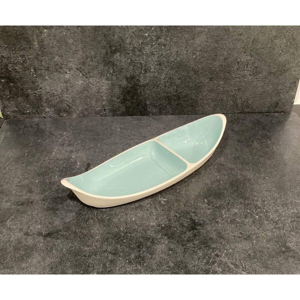 Vintage Bird's Egg‎ Blue and Cream 2 Part Divided Relish Dish / Tray MCM